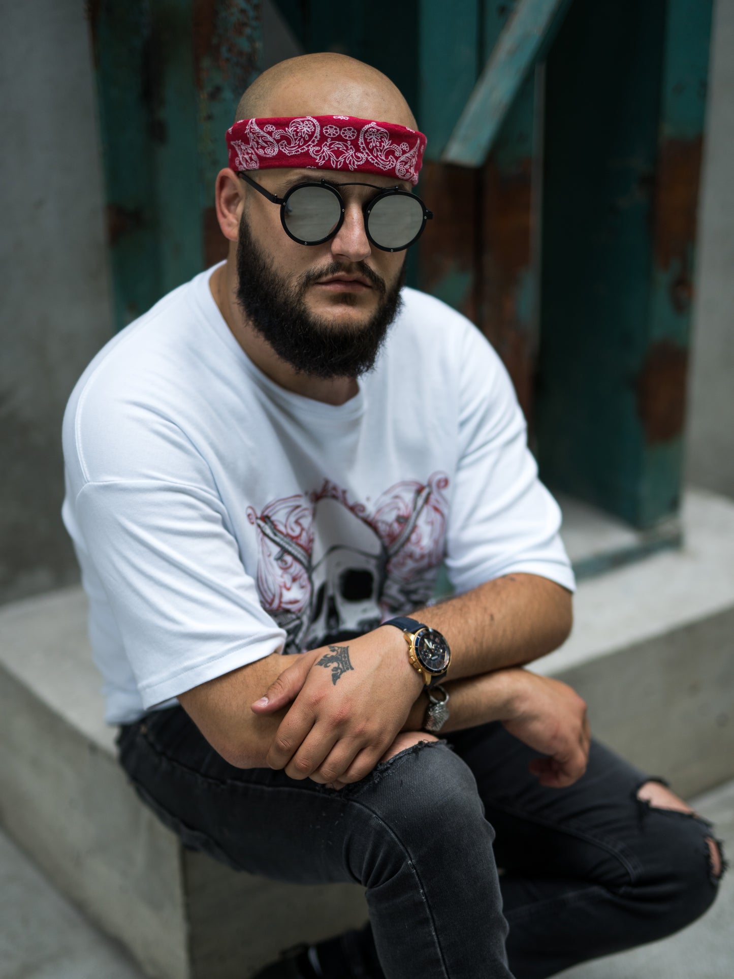 Skull with Qifteli Oversize T-Shirt White
