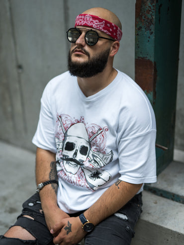 Skull with Qifteli Oversize T-Shirt White